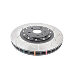 DBA 5000 Series T3 slotted two-piece brake rotor with black aluminum hat and NAS mounting nuts.
