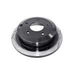 DBA T2 Street Series rear slotted brake rotor featuring bi-symmetrical T-slots and Kangaroo Paw ventilation pillars.
