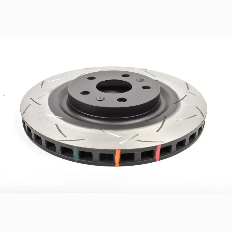 DBA 4000 Series T3 slotted front brake rotor with bi-directional CNC-machined slots for Chevrolet Corvette C8 Z51.