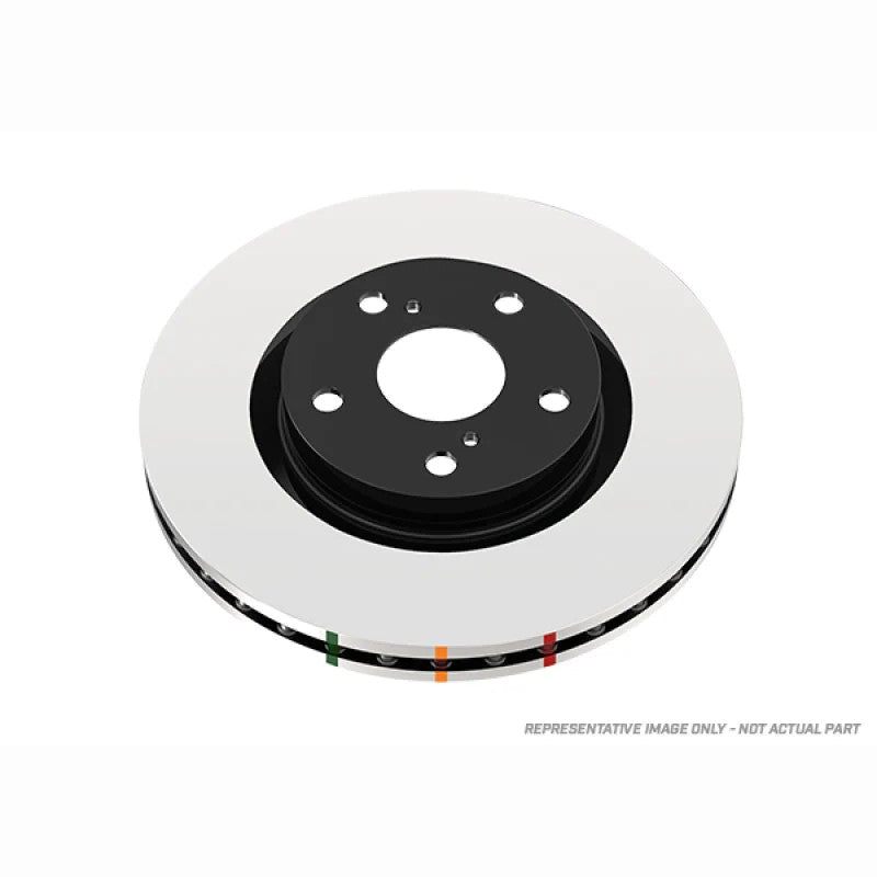 DBA 4000 Series Standard rear brake rotor for Subaru WRX models with 6-pot yellow Brembo calipers