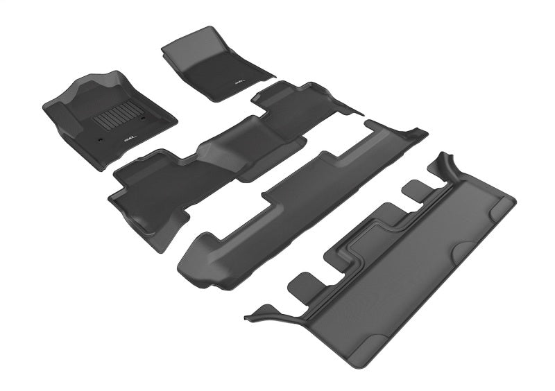 3D MAXpider Kagu Series Black Full Set Custom-Fit Floor Mats for 2015-2020 Chevrolet Tahoe and GMC Yukon/XL
