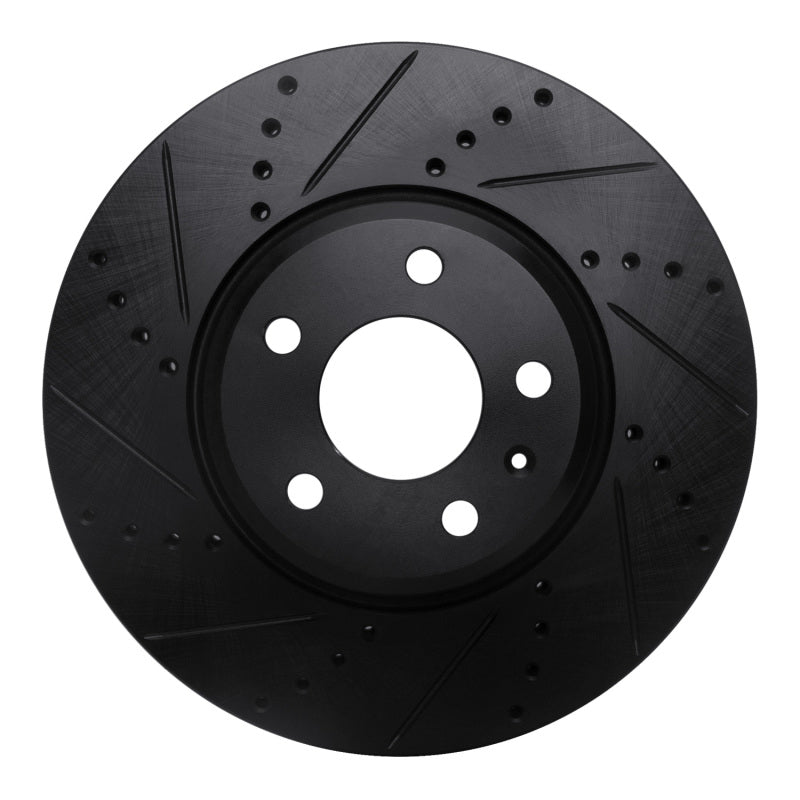 R1 Concepts 633-73086L front left drilled and slotted brake rotor with black finish