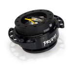 NRG Innovations Steering Wheel Quick Release Kit - Black Body with Black Heart Cutout Ring