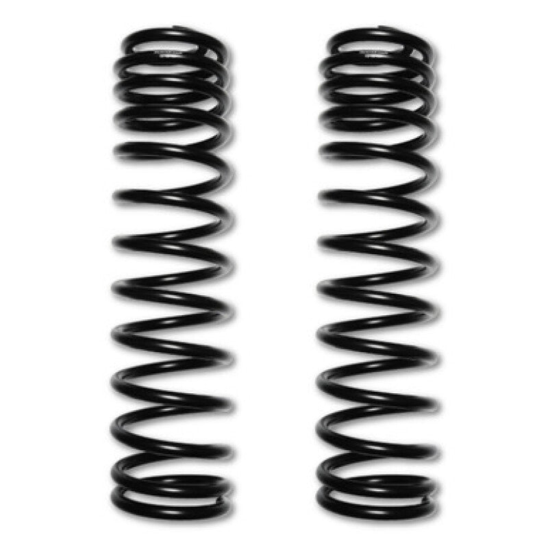 Pair of black powder-coated Rock Krawler 3.5-inch front coil springs for Jeep Wrangler JL and JLU.