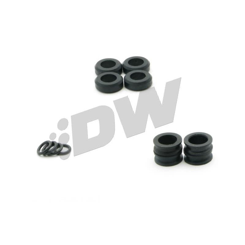 Set of four blue and silver DeatschWerks 565cc top feed fuel injectors for 2002-2011 Subaru Impreza WRX
