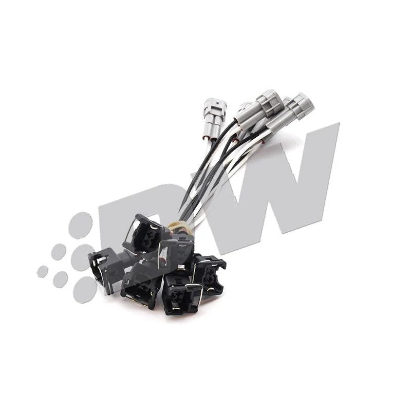 Set of six DeatschWerks 1200cc high-flow fuel injectors with Bosch EV14 technology
