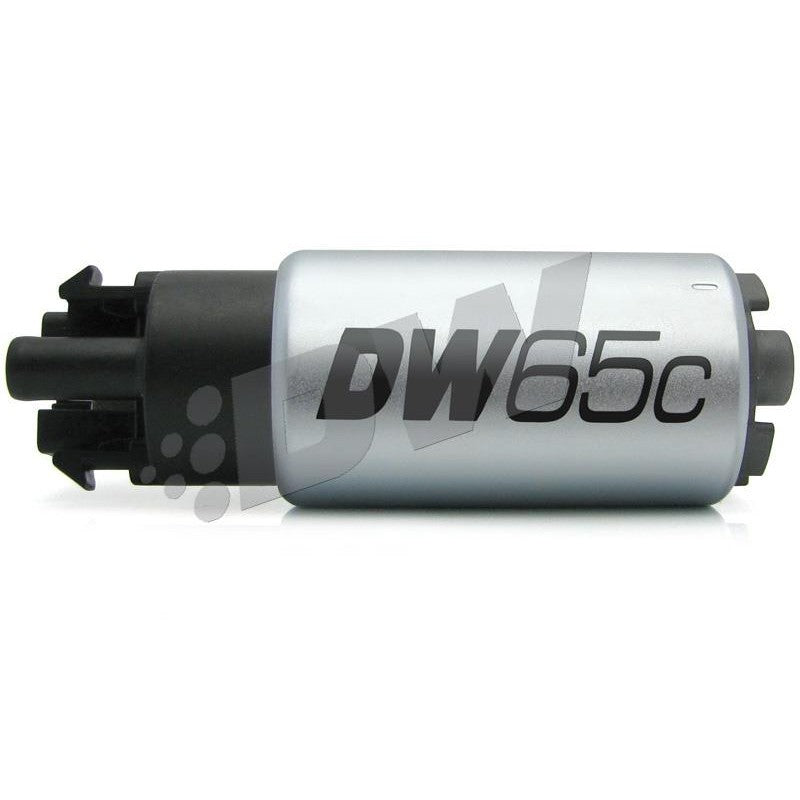 DeatschWerks 9-652-1000 265 LPH compact in-tank fuel pump and universal installation kit components.