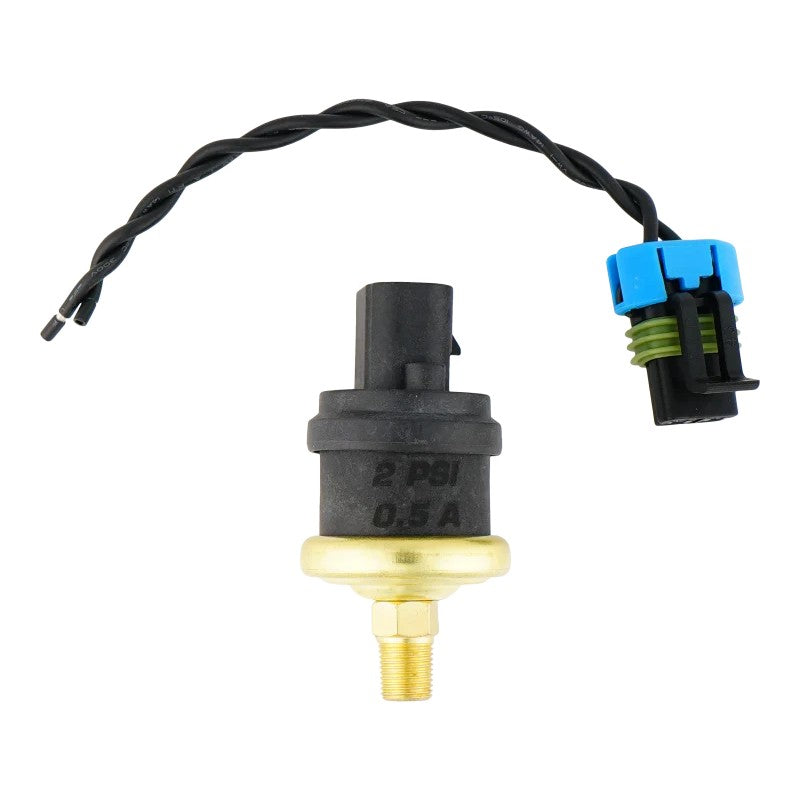 DeatschWerks adjustable 1-3psi Hobbs switch with 1/8" NPT threads and electrical pigtail connector.