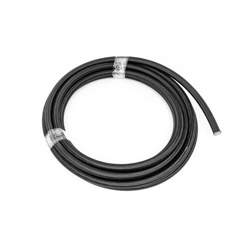 20-foot roll of DeatschWerks 8AN black nylon braided PTFE fuel hose