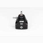 Black anodized DeatschWerks DWR1000iL in-line adjustable fuel pressure regulator