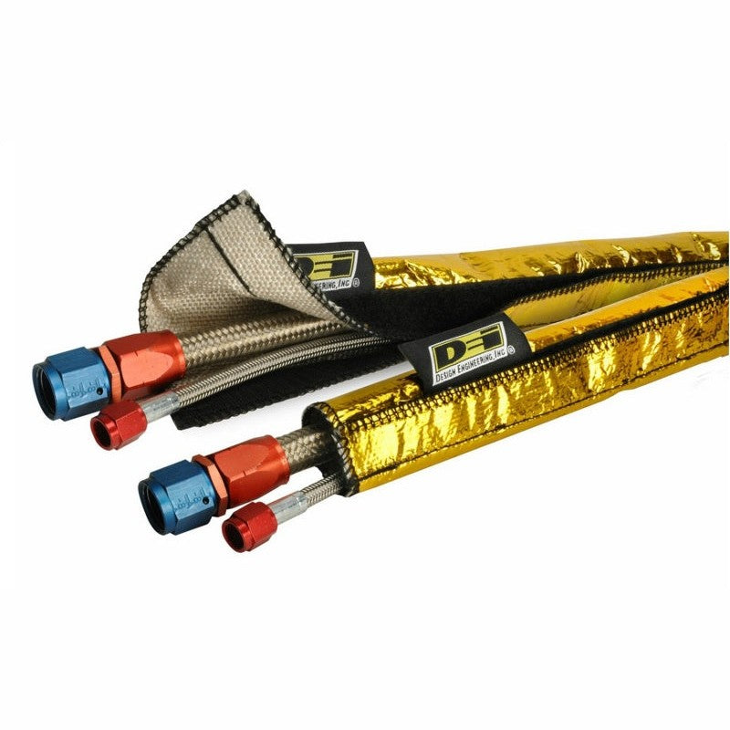 DEI Heat Shroud GOLD 36-inch reflective thermal sleeve with gold polyimide surface and hook-and-loop closure.