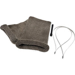 DEI 12-inch Titanium Knit exhaust sleeve for 4-inch tubing shown with stainless steel locking ties and installation tool.