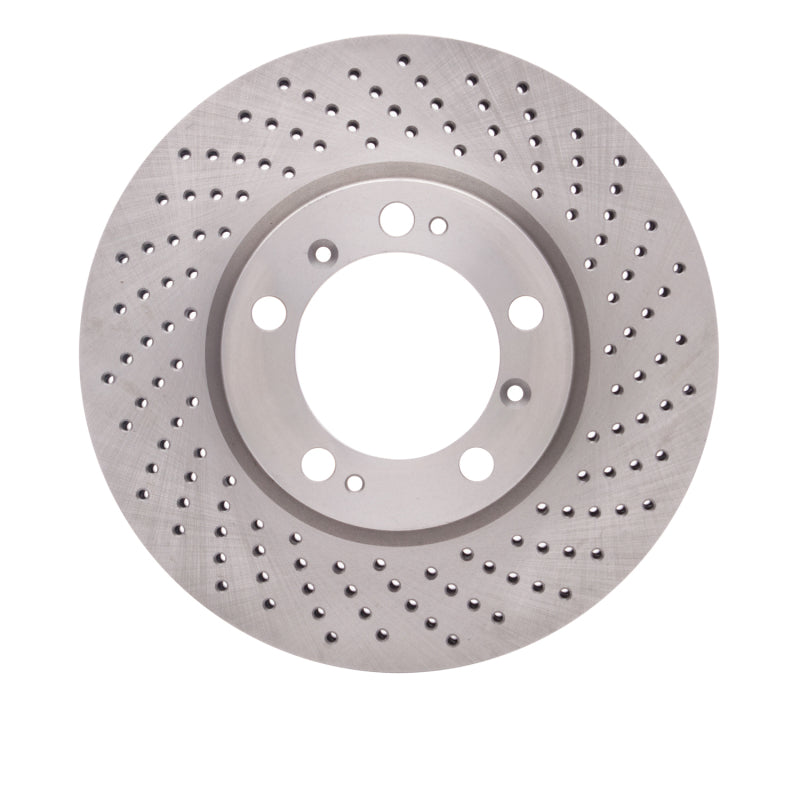 DFC 620-02033D right front cross-drilled brake rotor for Porsche featuring vented vanes and G3000 iron construction.