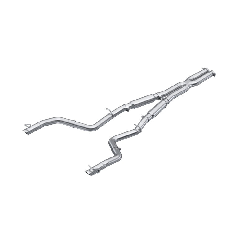 MBRP ARMOR LITE aluminized steel cat-back exhaust system featuring mandrel-bent tubing and street-profile mufflers.