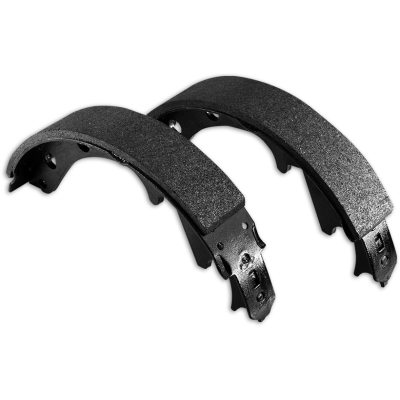 DFC Eagle TT-4 rear premium service brake shoes showing friction material and steel backing.