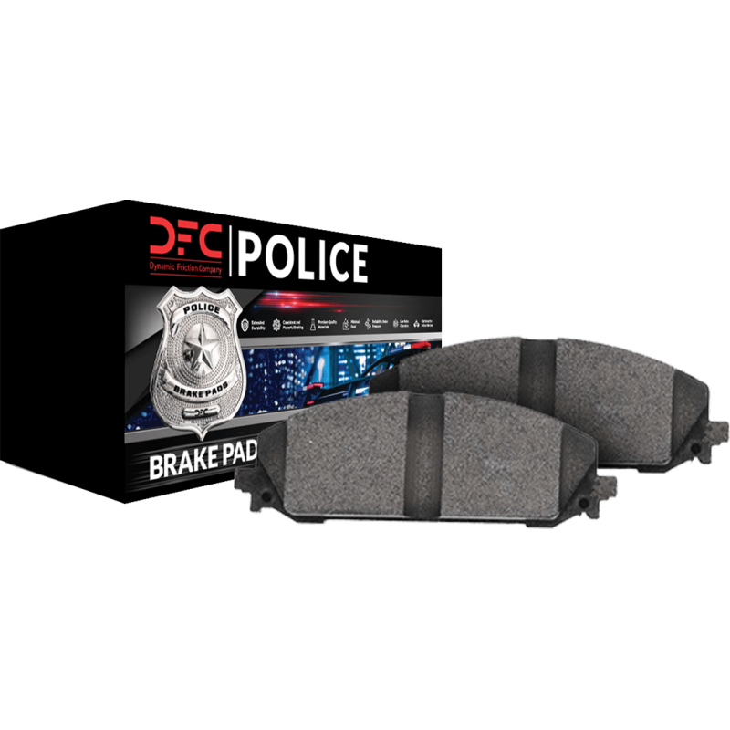 DFC front police-grade brake pads and stainless steel installation hardware kit for Dodge Charger Pursuit