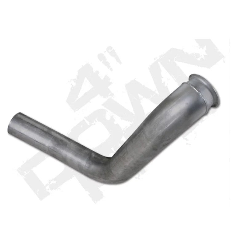 Diamond Eye 4-inch aluminized steel rollover turbo downpipe for Ford 7.3L Power Stroke F250-F550 trucks.