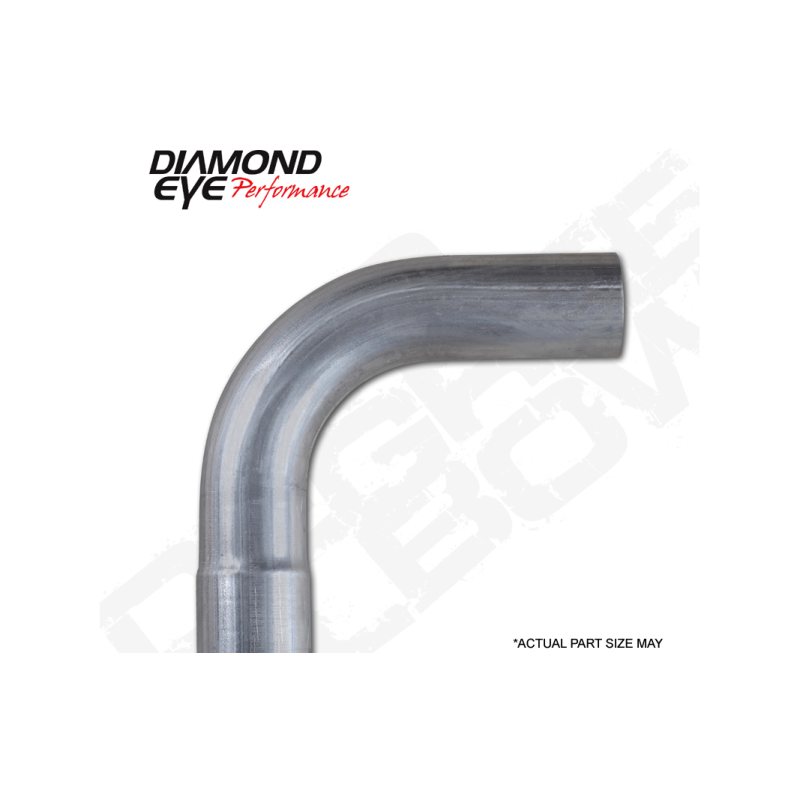 Diamond Eye 5-inch 90-degree stainless steel mandrel-bent exhaust elbow with 8-inch center line radius.
