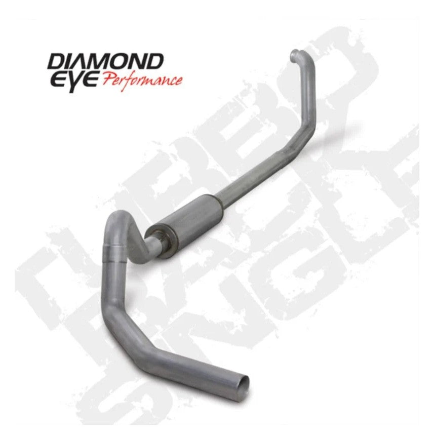 Diamond Eye 4-inch aluminized turbo-back single exhaust kit with clamps and hangers for 7.3L Ford E-Series vans.