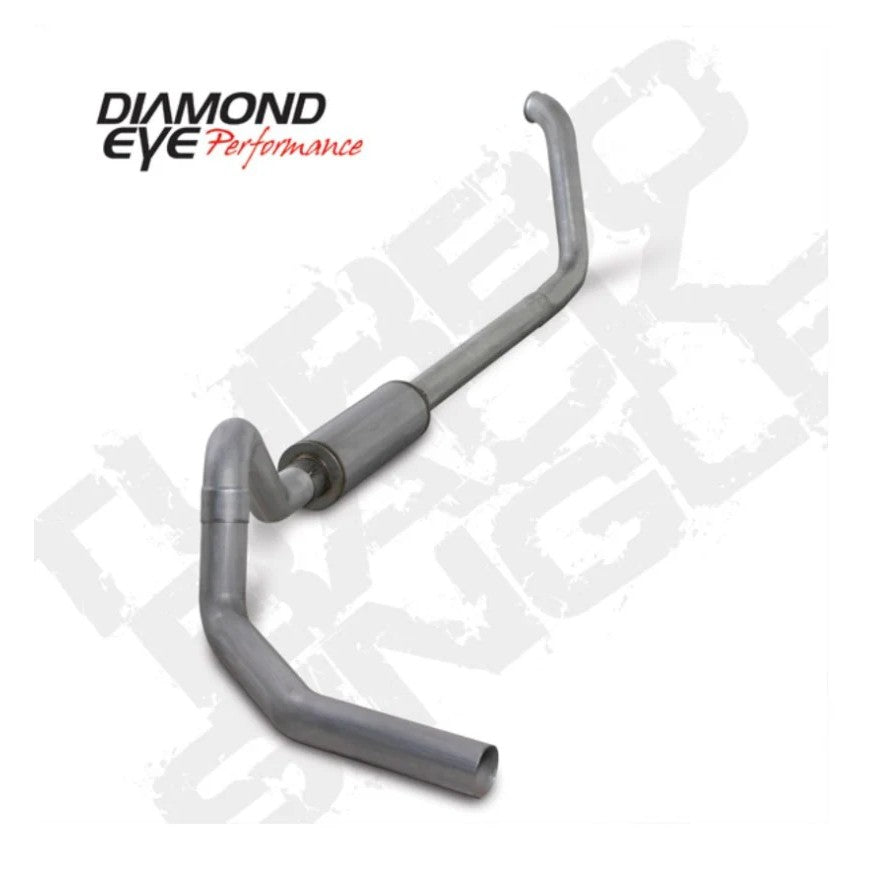 Diamond Eye K4327A 4-inch aluminized turbo-back single exhaust system with mandrel-bent tubing for 7.3L Ford Chassis Cab