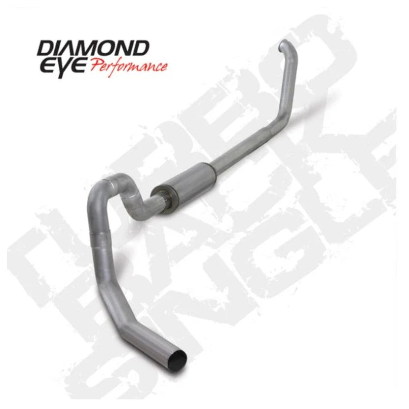Diamond Eye K4331A 4-inch aluminized turbo-back single exhaust system for 2000-2003 Ford F550 7.3L Powerstroke.