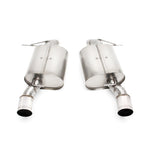 Dinan Freeflow axle-back exhaust system featuring dual 3.5-inch polished stainless steel tips for BMW 335i.