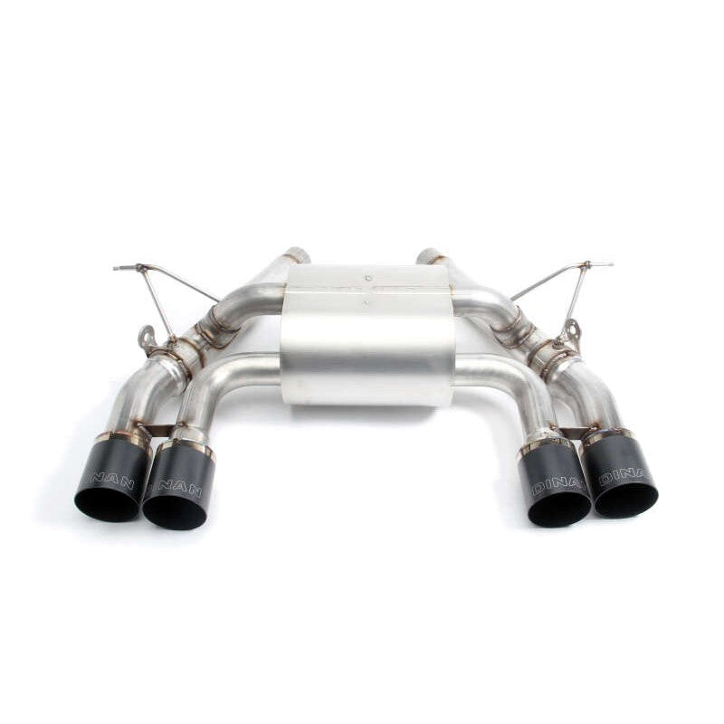 Dinan Freeflow axleback exhaust system with quad black ceramic coated tips and 76mm valves for BMW F80 M3 and F82 M4