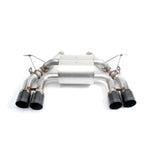 Dinan Freeflow axleback exhaust system with quad black ceramic coated tips and 76mm valves for BMW F80 M3 and F82 M4