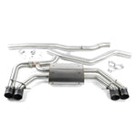 Dinan Freeflow Axleback Exhaust with quad 95mm black ceramic coated tips and stainless steel muffler for BMW M40i models.