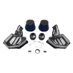 Dinan carbon fiber cold air intake kit with high-flow cone filters and enlarged airbox lids for BMW M550i and M850i.