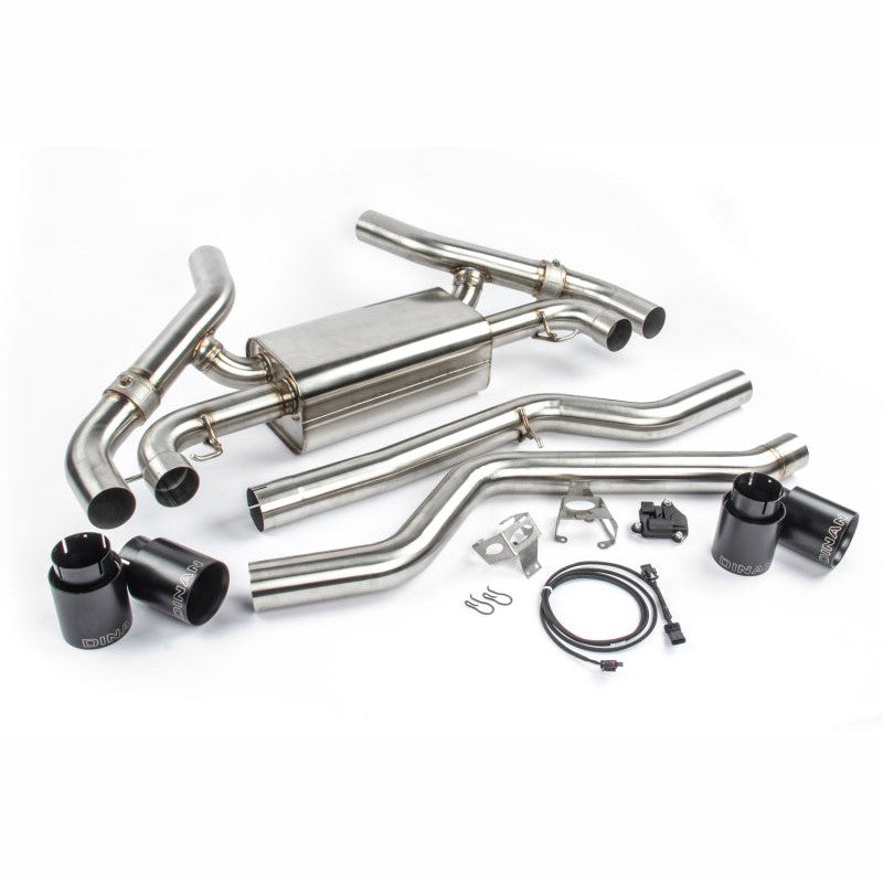 Dinan Freeflow Axleback Exhaust system for BMW M340i and M440i with quad ceramic black tips and T304 stainless piping