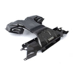 Dinan carbon fiber cold air intake system featuring dual air boxes and central scoop for 2020-2026 BMW M-series SUVs.