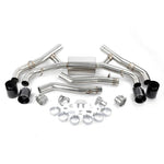 Dinan stainless steel axleback exhaust system with quad black ceramic coated 4.5 inch tips for BMW X5 M and X6 M.