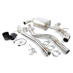 Dinan Freeflow axleback exhaust with dual 4.5-inch black ceramic coated tips for 2020-2026 Toyota GR Supra.
