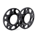 A pair of black anodized Dinan 10mm hub-centric wheel spacers with 5x120 bolt pattern and 72.6mm center bore.