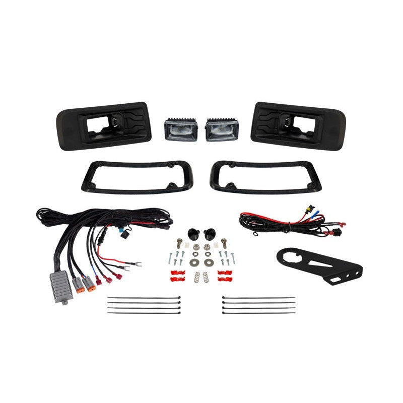 Diode Dynamics Elite Series LED fog light kit with textured bezels and wiring for 2022-2024 Ford Maverick.