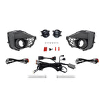 White Diode Dynamics Elite Series fog lamp kit with custom bezels and amber backlighting for 2024-2026 Ford Mustang.