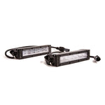 Pair of Diode Dynamics SS6 6-inch single row white LED light bars with slim matte black housings and TIR optics.