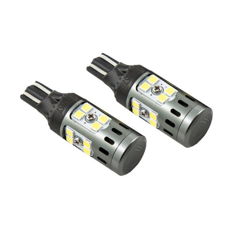 Diode Dynamics XPR 921 LED bulbs featuring 16 high-power chips and textured aluminum heatsink casing.