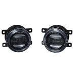 Diode Dynamics Elite Series Type A White LED Fog Lamp pair with custom optics and integrated amber backlight.