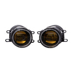 Pair of Diode Dynamics Elite Series Type B yellow LED fog lamp housings featuring internal amber backlight functionality.