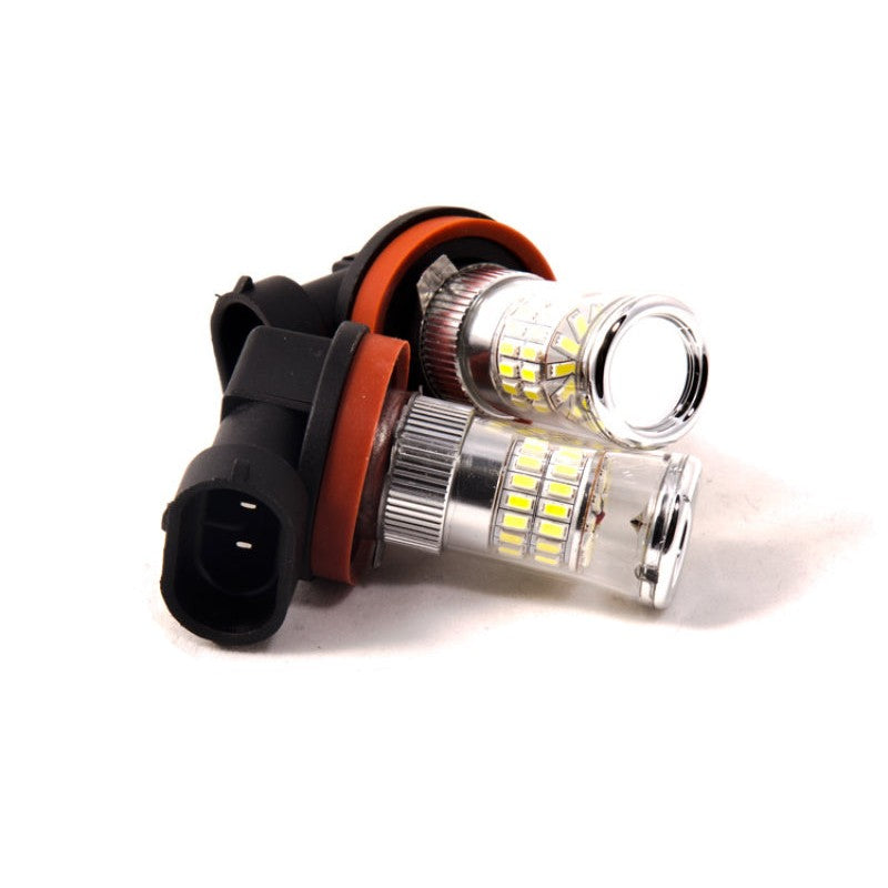 Diode Dynamics HP48 H11 LED replacement bulbs featuring 48 Epistar chips and a chrome-style top cap.