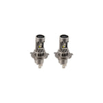 Pair of Diode Dynamics SL2 Pro H4 white LED bulbs showing the integrated cooling fan and compact wire-free design.