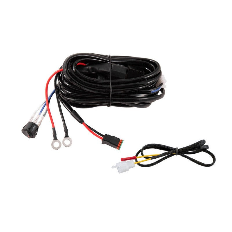 Diode Dynamics DD4031 heavy-duty wiring harness with 14AWG wires, 60A relay, and dual Deutsch DT connectors.