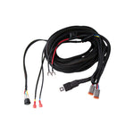 Diode Dynamics DD4102 reverse light wiring harness featuring dual Deutsch DT connectors and an inline 10A waterproof fuse.