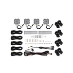 Diode Dynamics Stage Series dual color white and amber LED rock lights with angled bed rack mounting brackets.