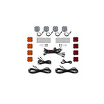 Four black Diode Dynamics Stage Series LED rock light pods with complete wiring harness and mounting hardware.