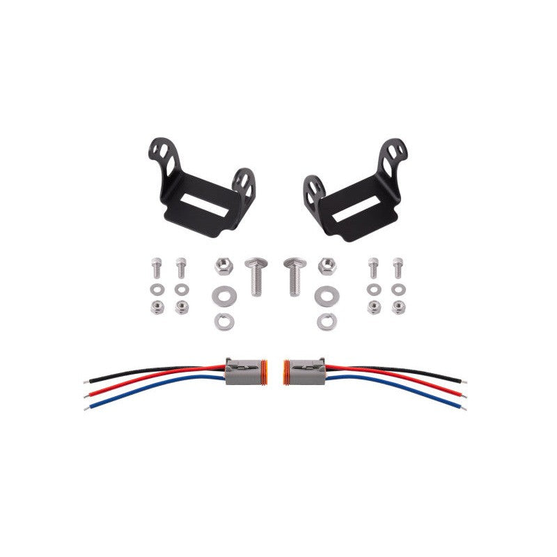 Pair of black aluminum universal mounting brackets and hardware for Diode Dynamics SS3 Backlit LED pods.
