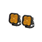 Pair of Diode Dynamics SS3 Max 3-inch LED pods with selective yellow optics and amber backlight functionality