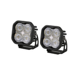 Pair of Diode Dynamics SS3 Pro White SAE Fog LED pods with black aluminum housing and TIR optics.